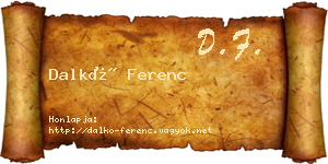 Dalkó Ferenc névjegykártya