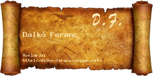 Dalkó Ferenc névjegykártya